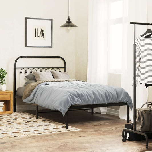 vidaXL Metal Bed Frame without Mattress with Headboard Black 100x190cm