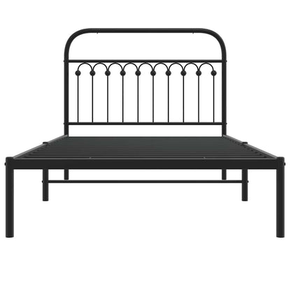 vidaXL Metal Bed Frame without Mattress with Headboard Black 107x203cm