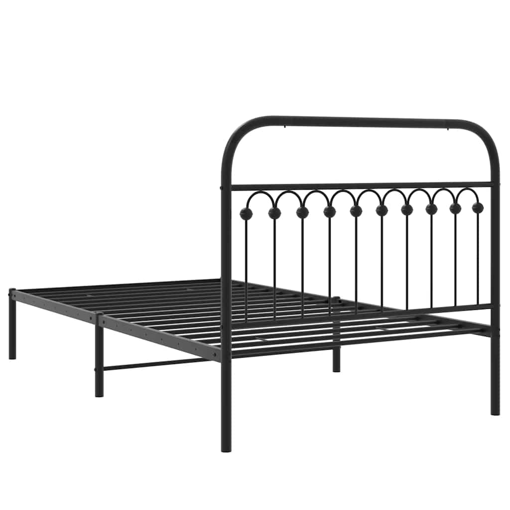 vidaXL Metal Bed Frame without Mattress with Headboard Black 107x203cm