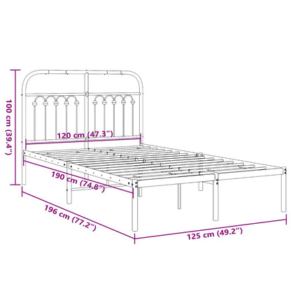 vidaXL Metal Bed Frame without Mattress with Headboard Black 120x190cm