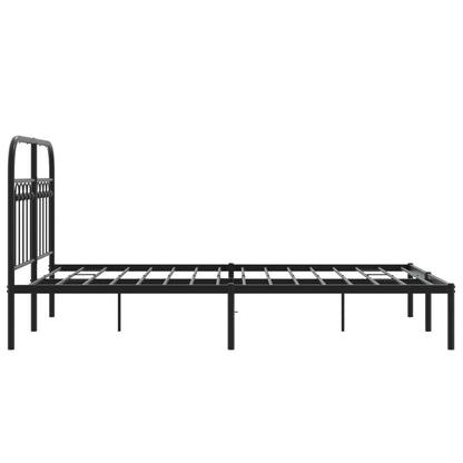 vidaXL Metal Bed Frame without Mattress with Headboard Black 120x200cm