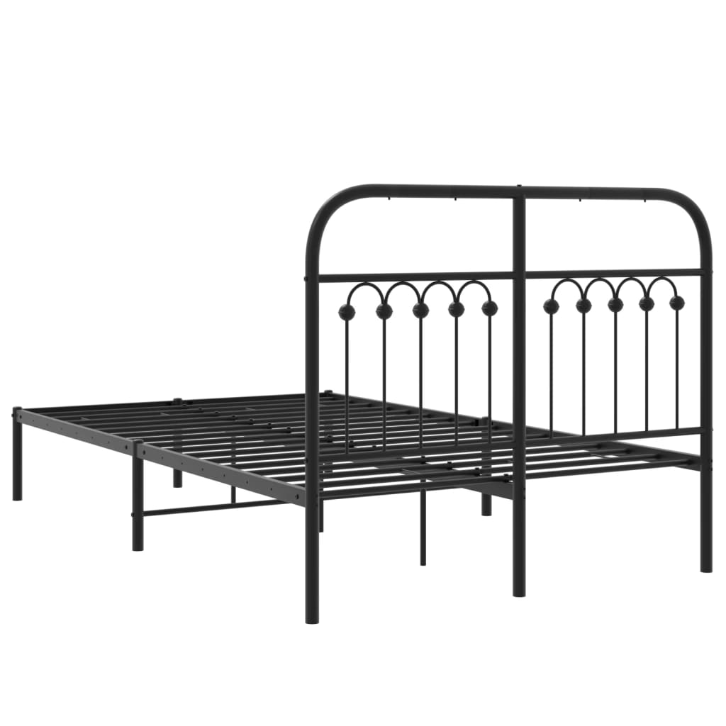 vidaXL Metal Bed Frame without Mattress with Headboard Black 120x200cm