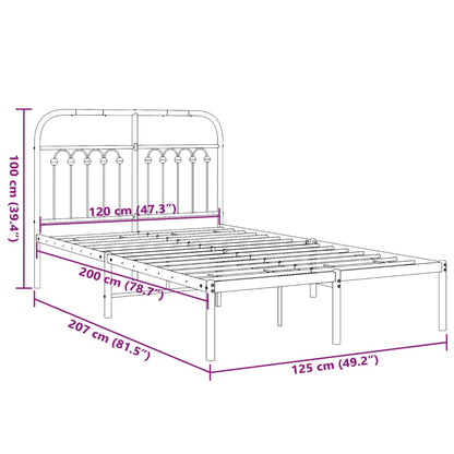 vidaXL Metal Bed Frame without Mattress with Headboard Black 120x200cm
