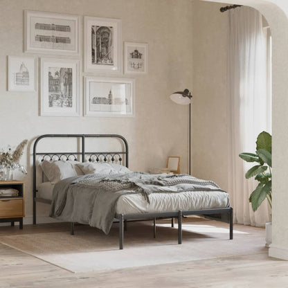 vidaXL Metal Bed Frame without Mattress with Headboard Black 120x200cm
