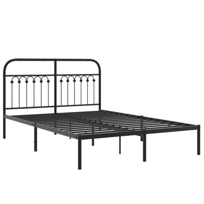 vidaXL Metal Bed Frame without Mattress with Headboard Black 135x190cm