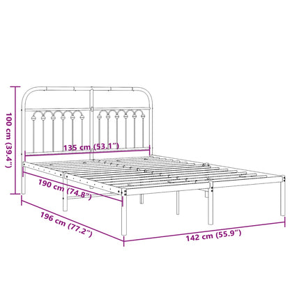 vidaXL Metal Bed Frame without Mattress with Headboard Black 135x190cm