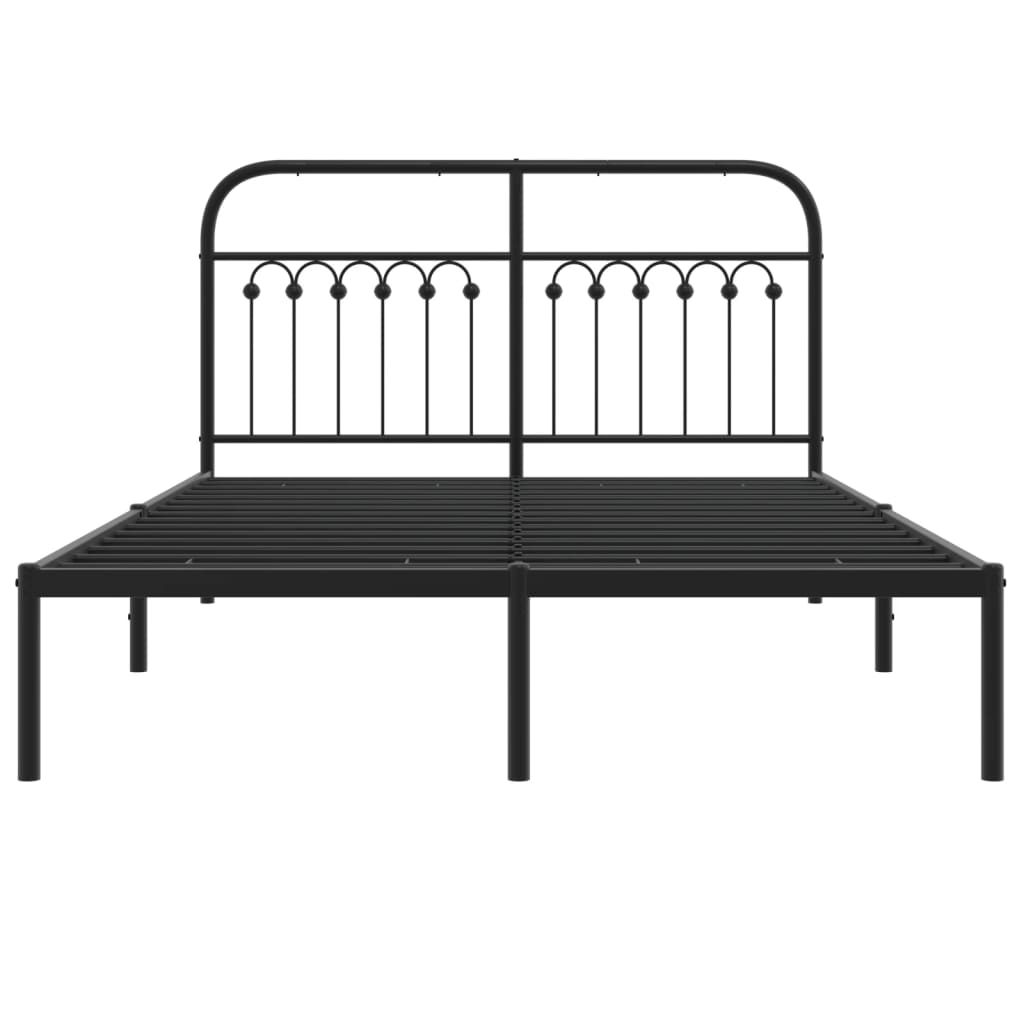 vidaXL Metal Bed Frame without Mattress with Headboard Black 140x200cm