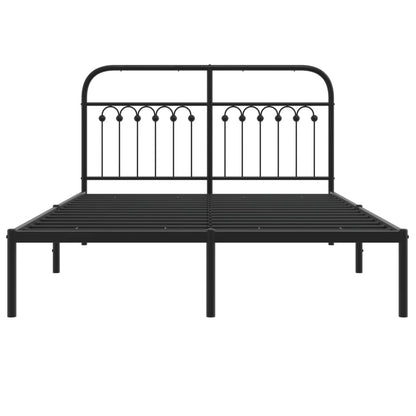 vidaXL Metal Bed Frame without Mattress with Headboard Black 140x200cm