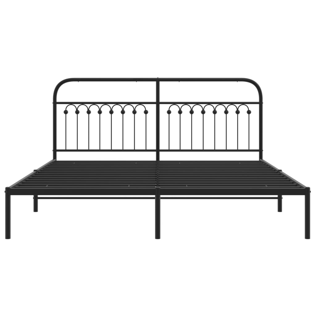 vidaXL Metal Bed Frame without Mattress with Headboard Black 183x203cm
