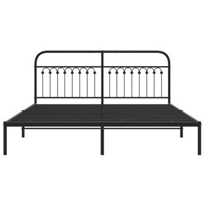 vidaXL Metal Bed Frame without Mattress with Headboard Black 183x203cm