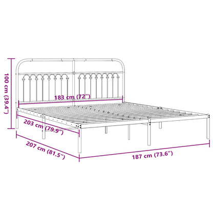 vidaXL Metal Bed Frame without Mattress with Headboard Black 183x203cm