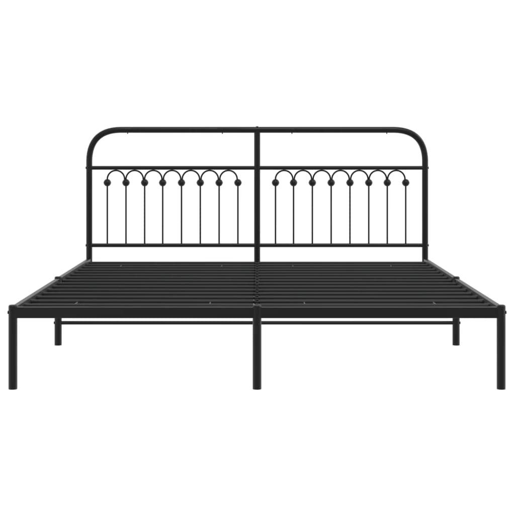 vidaXL Metal Bed Frame without Mattress with Headboard Black 183x213cm