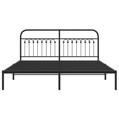 vidaXL Metal Bed Frame without Mattress with Headboard Black 183x213cm