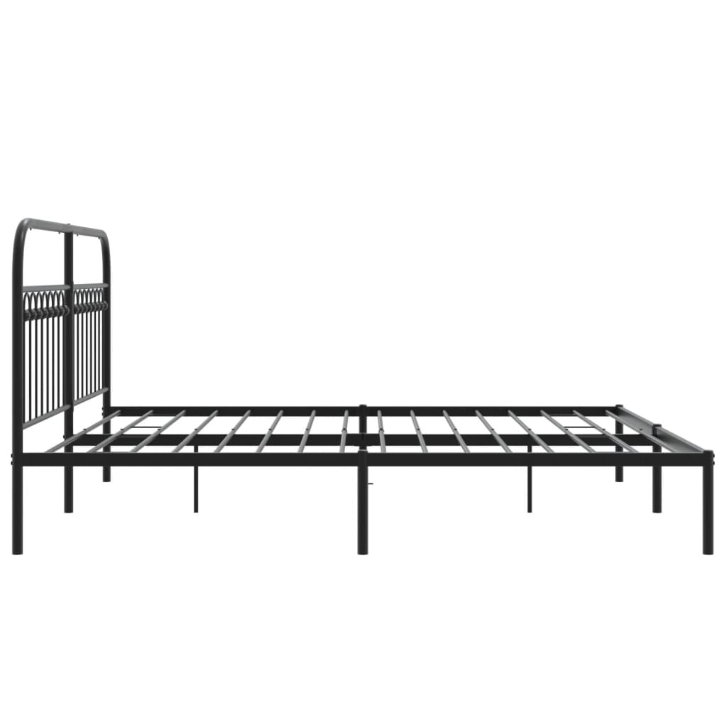 vidaXL Metal Bed Frame without Mattress with Headboard Black 183x213cm