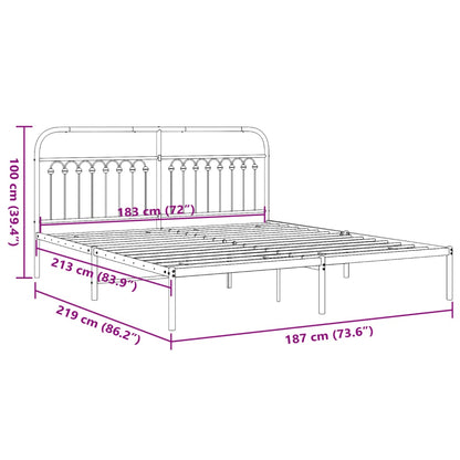 vidaXL Metal Bed Frame without Mattress with Headboard Black 183x213cm