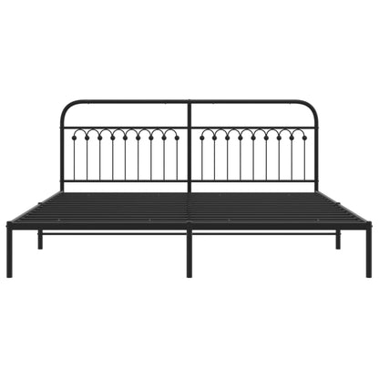 vidaXL Metal Bed Frame without Mattress with Headboard Black 193x203cm