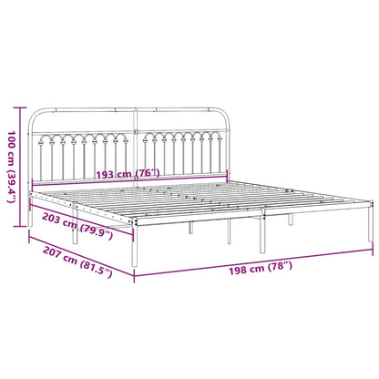 vidaXL Metal Bed Frame without Mattress with Headboard Black 193x203cm