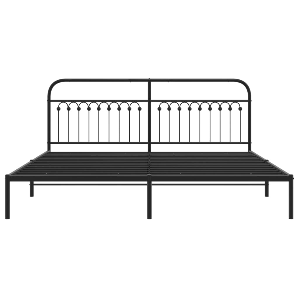 vidaXL Metal Bed Frame without Mattress with Headboard Black 200x200cm
