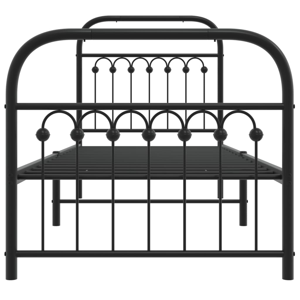 vidaXL Metal Bed Frame without Mattress with Footboard Black 75x190cm
