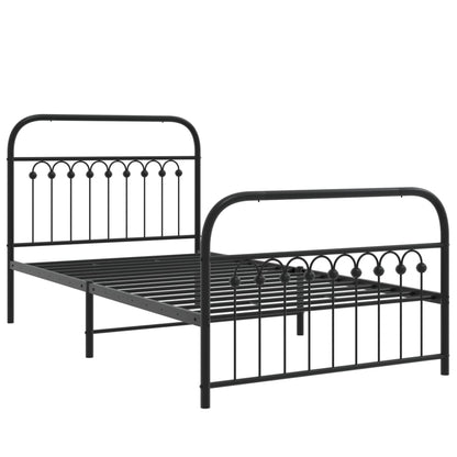 vidaXL Metal Bed Frame without Mattress with Footboard Black 100x190cm