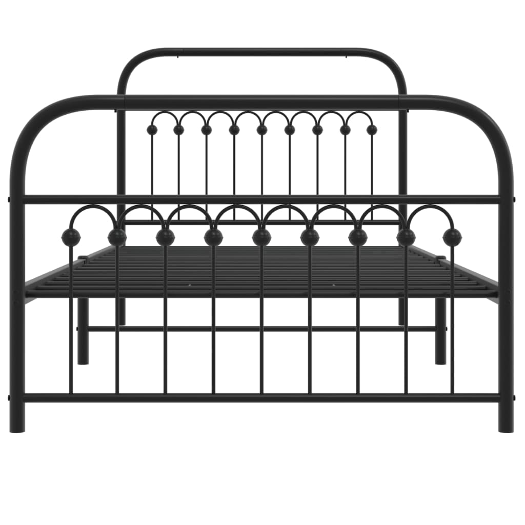 vidaXL Metal Bed Frame without Mattress with Footboard Black 100x190cm