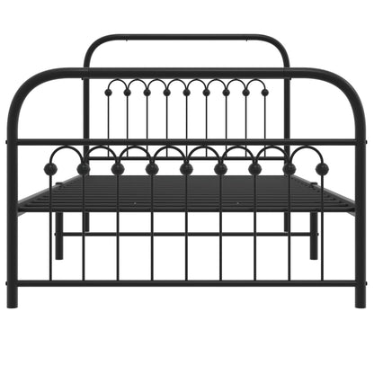 vidaXL Metal Bed Frame without Mattress with Footboard Black 100x190cm