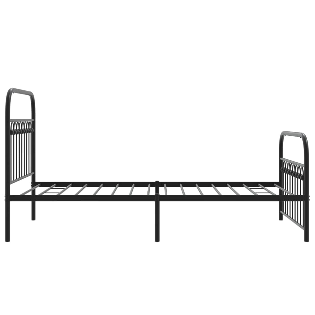 vidaXL Metal Bed Frame without Mattress with Footboard Black 100x190cm