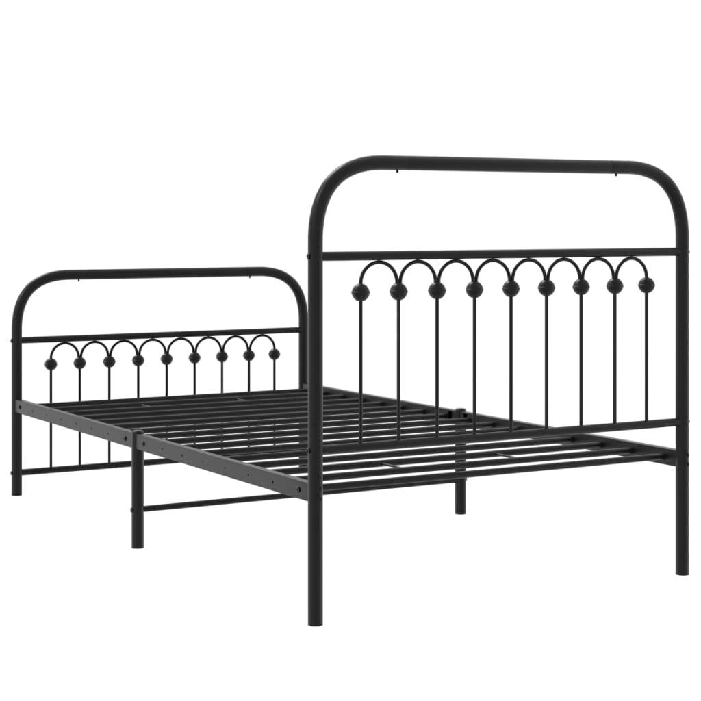 vidaXL Metal Bed Frame without Mattress with Footboard Black 100x190cm
