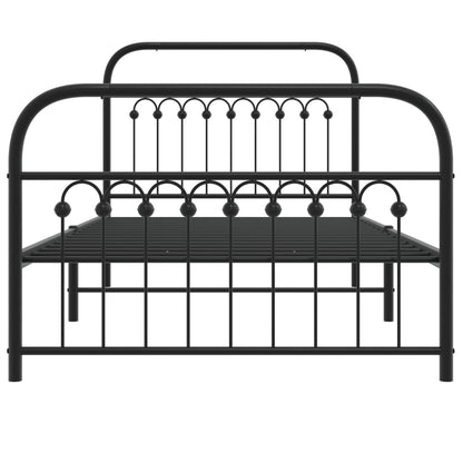 vidaXL Metal Bed Frame without Mattress with Footboard Black 100x200cm