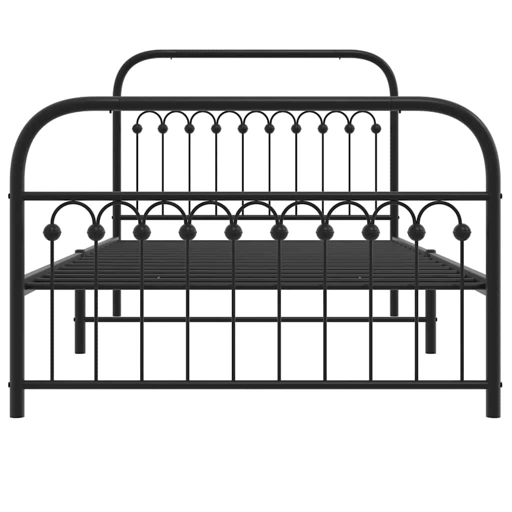 vidaXL Metal Bed Frame without Mattress with Footboard Black 107x203cm