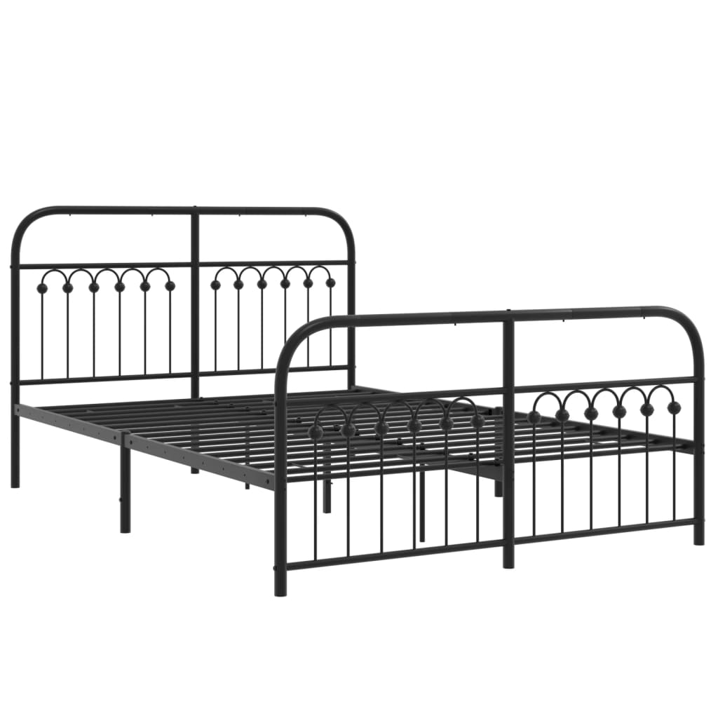 vidaXL Metal Bed Frame without Mattress with Footboard Black 140x190cm