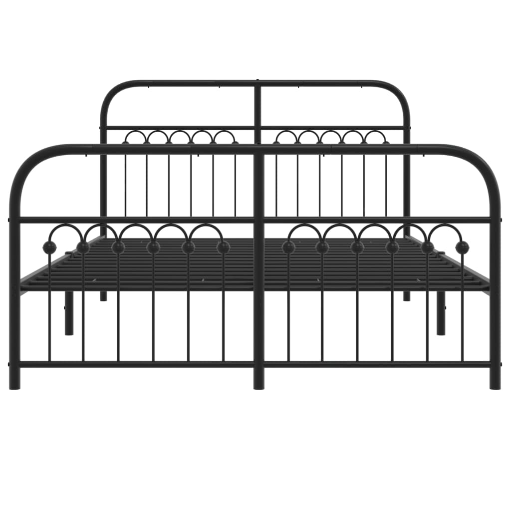vidaXL Metal Bed Frame without Mattress with Footboard Black 140x190cm