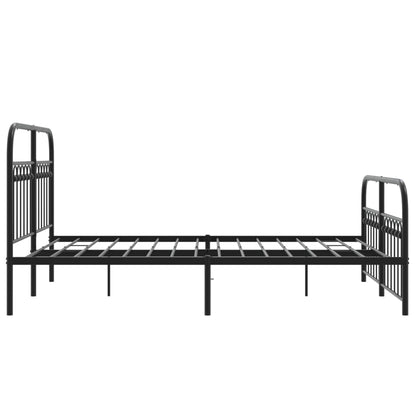 vidaXL Metal Bed Frame without Mattress with Footboard Black 140x190cm