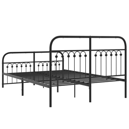 vidaXL Metal Bed Frame without Mattress with Footboard Black 140x190cm