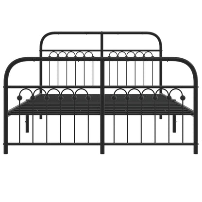 vidaXL Metal Bed Frame without Mattress with Footboard Black 140x200cm