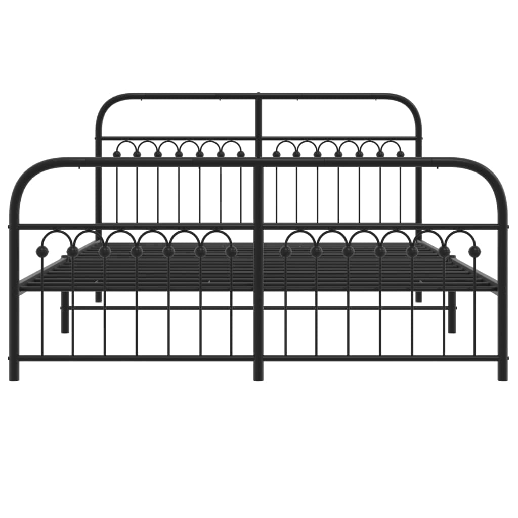 vidaXL Metal Bed Frame without Mattress with Footboard Black 150x200cm