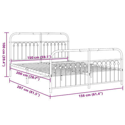 vidaXL Metal Bed Frame without Mattress with Footboard Black 150x200cm