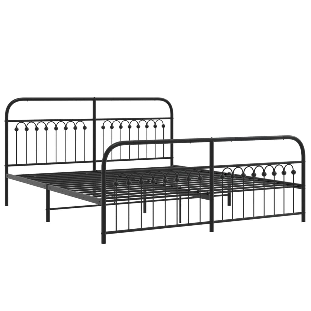 vidaXL Metal Bed Frame without Mattress with Footboard Black 183x203cm