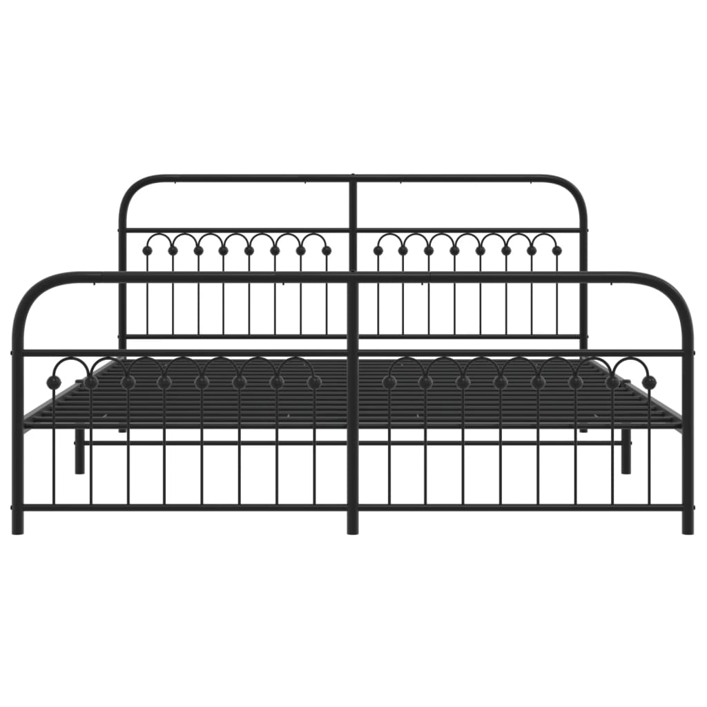 vidaXL Metal Bed Frame without Mattress with Footboard Black 183x203cm
