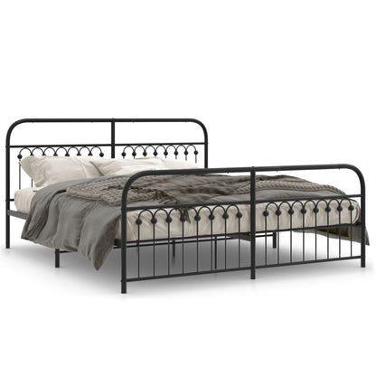 vidaXL Metal Bed Frame without Mattress with Footboard Black 183x213cm