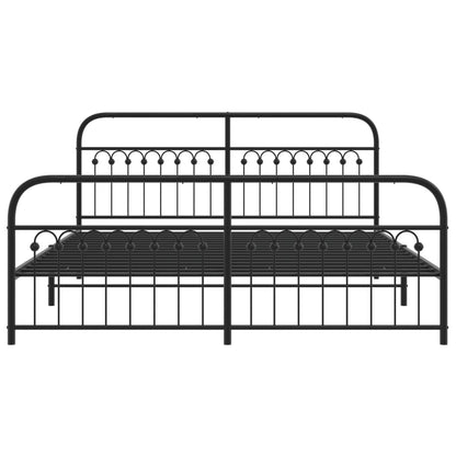 vidaXL Metal Bed Frame without Mattress with Footboard Black 183x213cm