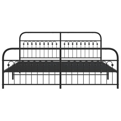 vidaXL Metal Bed Frame without Mattress with Footboard Black 193x203cm