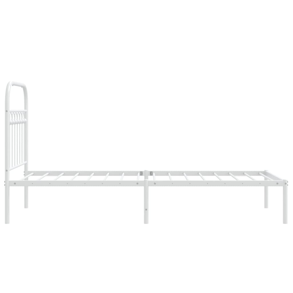vidaXL Metal Bed Frame without Mattress with Headboard White 75x190cm