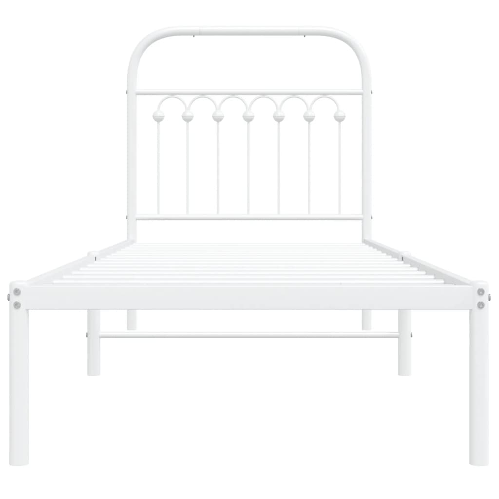 vidaXL Metal Bed Frame without Mattress with Headboard White 80x200cm