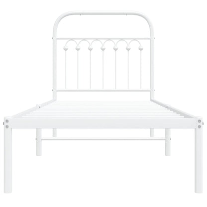 vidaXL Metal Bed Frame without Mattress with Headboard White 80x200cm