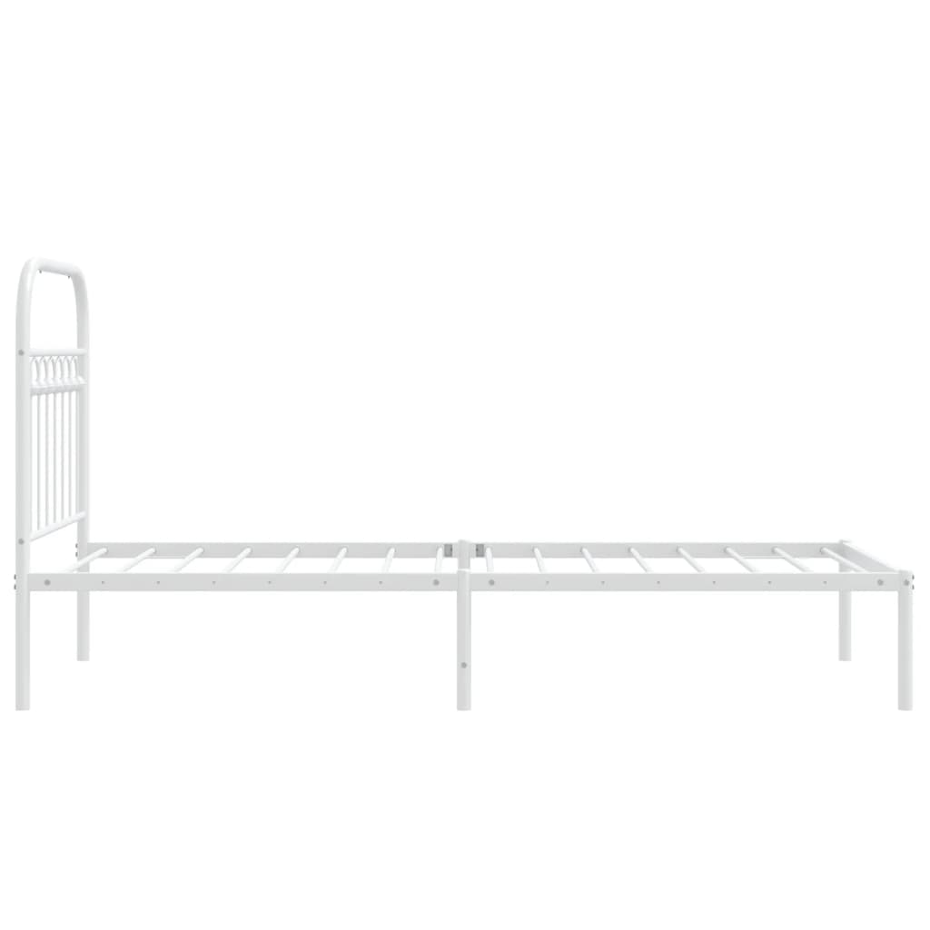 vidaXL Metal Bed Frame without Mattress with Headboard White 80x200cm