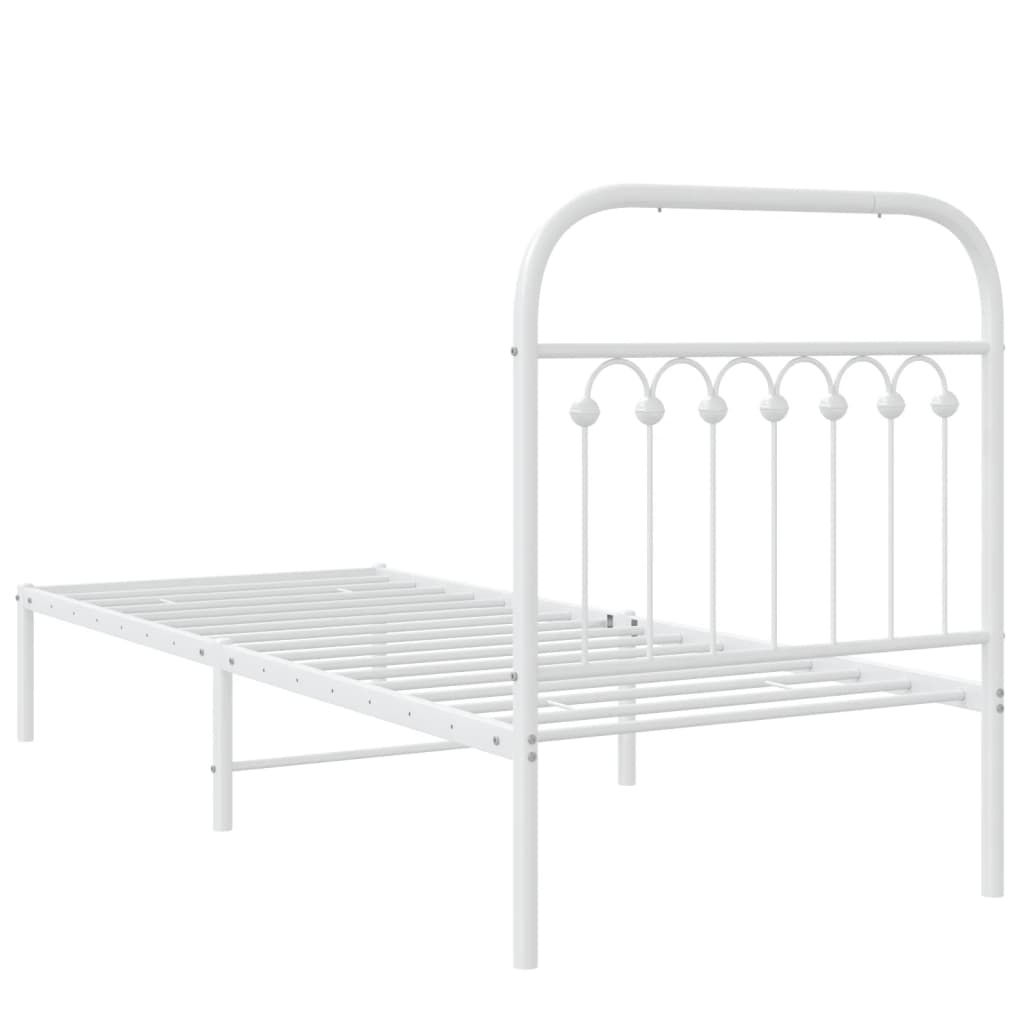 vidaXL Metal Bed Frame without Mattress with Headboard White 80x200cm
