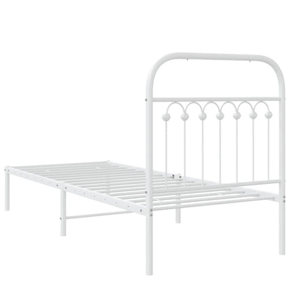 vidaXL Metal Bed Frame without Mattress with Headboard White 80x200cm