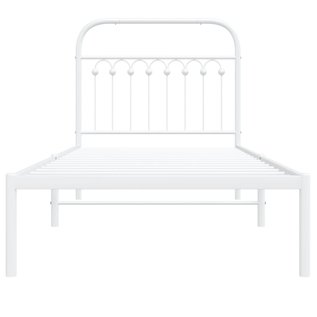 vidaXL Metal Bed Frame without Mattress with Headboard White 90x190cm