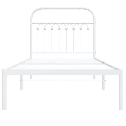 vidaXL Metal Bed Frame without Mattress with Headboard White 90x190cm
